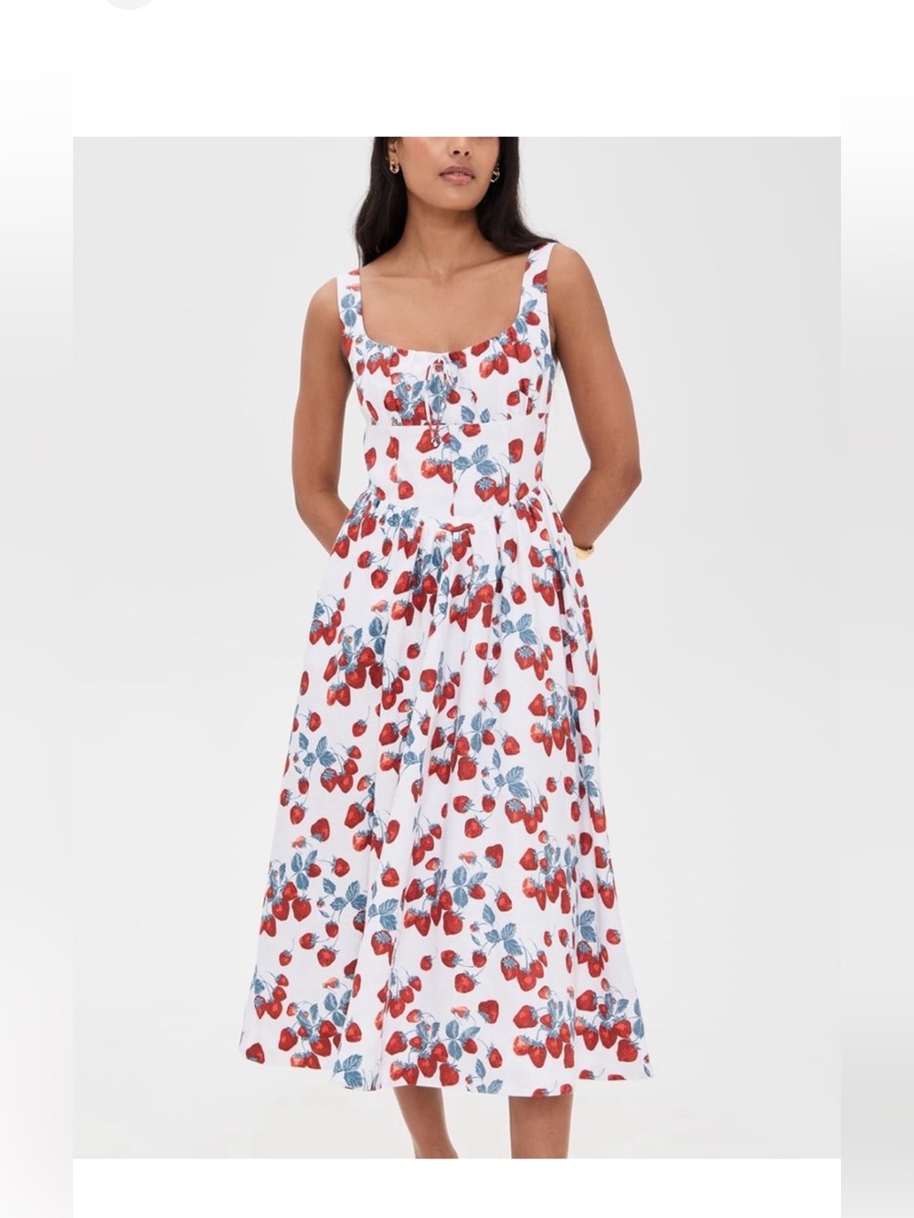 Reformation Balia Linen Dress In Strawberry Jam SZ 12 like new condition